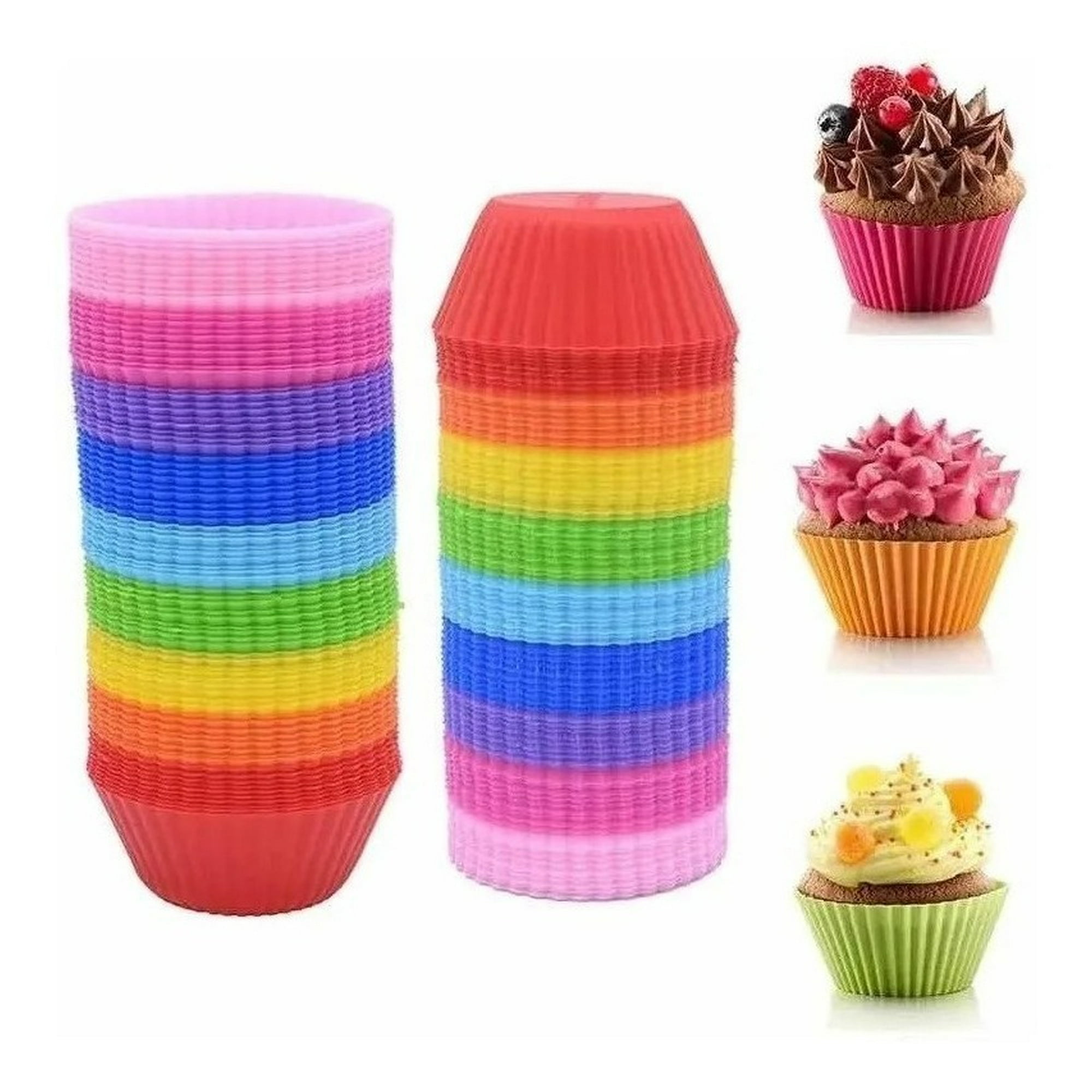 Genérico - 12 Moldes Para Cupcakes Magdalenas Muffins Silicona Hornear