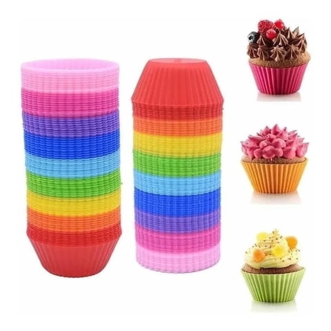 Genérico - 12 Moldes Para Cupcakes Magdalenas Muffins Silicona Hornear