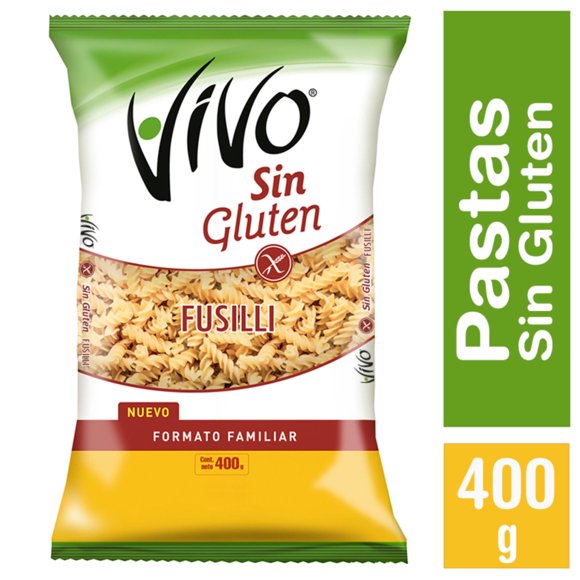 Fideo Pasta Sin Gluten Fusilli Bolsa, 400 g