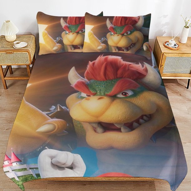 Super Mario 3-Piece Comforter Set for Bedroom Super Mario Bedding Set for Kids Adults Soft Microfiber Duvet Cover Set with Zipper Closure
