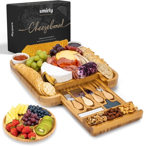 Set De Tabla De Charcutería Smirly Set De Tabla De Queso De Bambú Smirly, Juego De Regalo