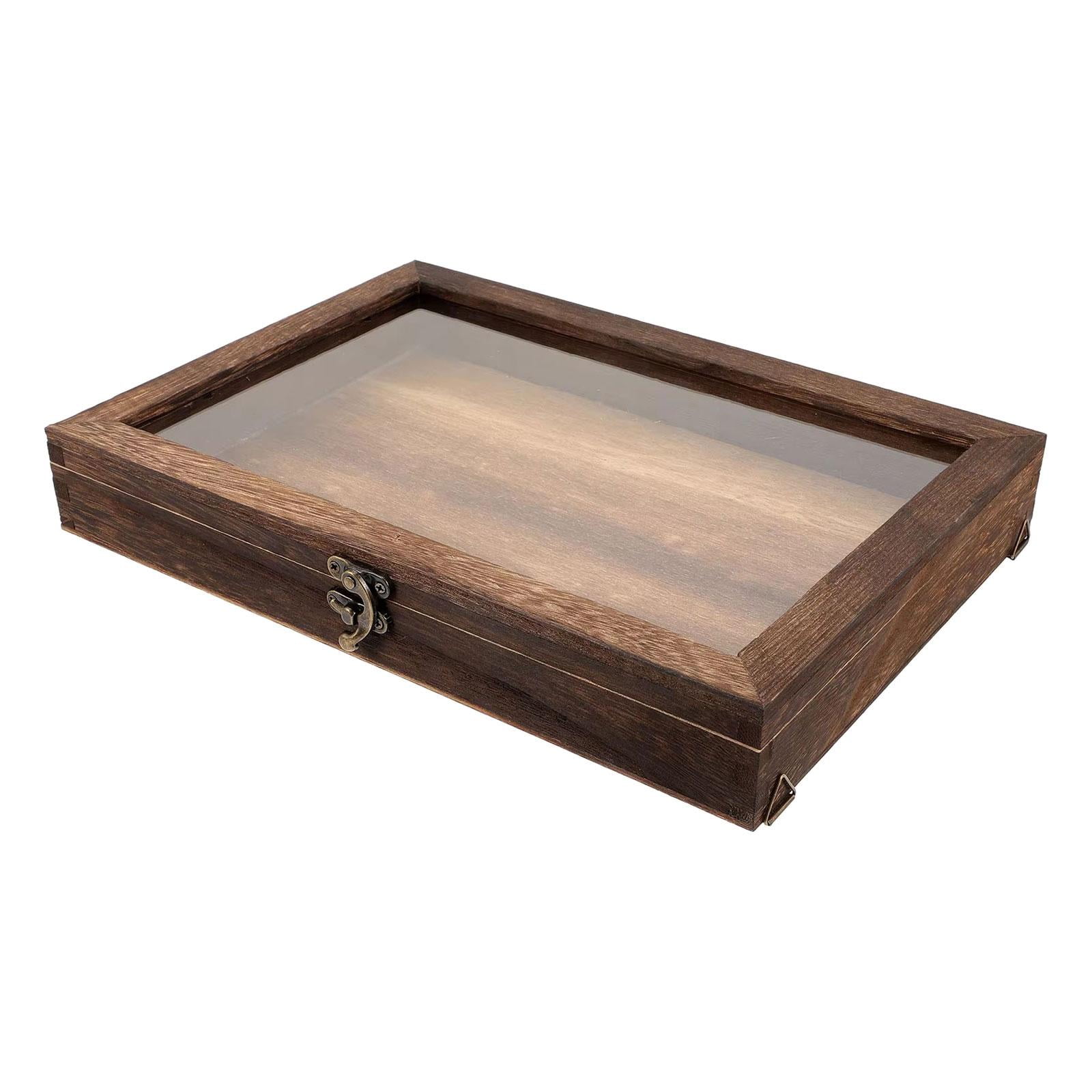 Bothyi - Vitrina De Madera Para Muestras, Caja De Sombras, Decoración De Mesa, Caja De Almacenamiento De Joyas, 31 Cm X 22 Cm X 4 Cm