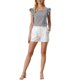 thumbnail image 2 of INSPIRE CHIC Blusas de Mujer Cuadros Cuello Cuadrado Mangas Volantes Blusa de Verano Negra S, 2 of 6