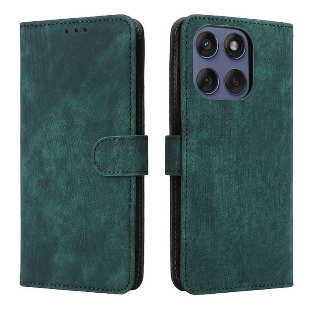 Funda Billetera para Motorola Moto Edge 60 Fusion con Soporte - Cartera de Cuero con Ranuras Verde
