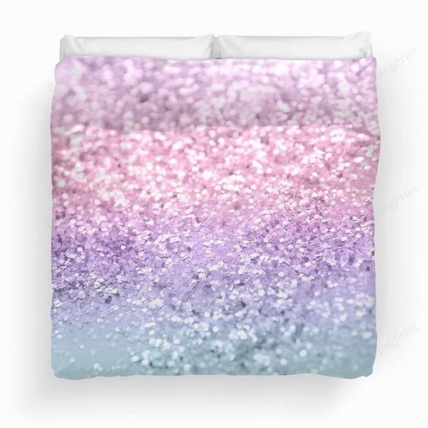 Unicorn Girls Glitter Quilt Duvet Cover Set Bedding Bed Linen Bedclothes 3-Piece Bedding Set