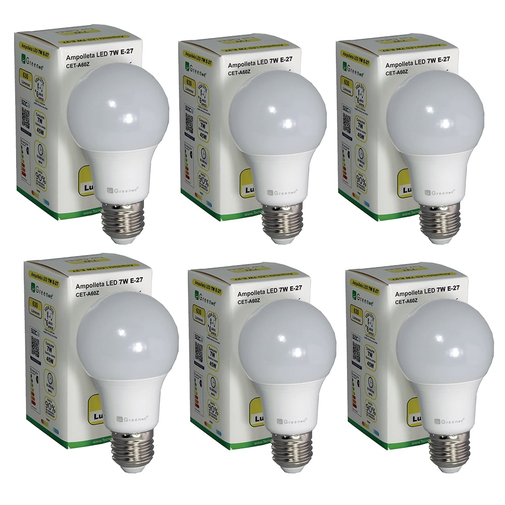 Green E - Ampolleta Led 7w / E27 Luz Cálida / X6 Unidades