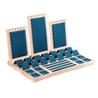 Ioensy - Soporte De Exhibición De Joyería Bambú Para Pendientes Anillos Collar Terciopelo Verde Oscuro