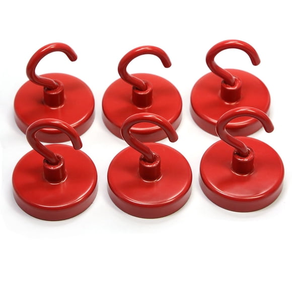 Ganchos magnéticos CMS MAGNETICS de 32 mm, cerámica roja, 2,3 kg, transparente