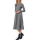 thumbnail image 4 of Vestido de punto acanalado INSPIRE CHIC para mujer, casual, de manga larga, cuello redondo con bolsillos, línea A, vestidos largos de punto XS gris, 4 of 6