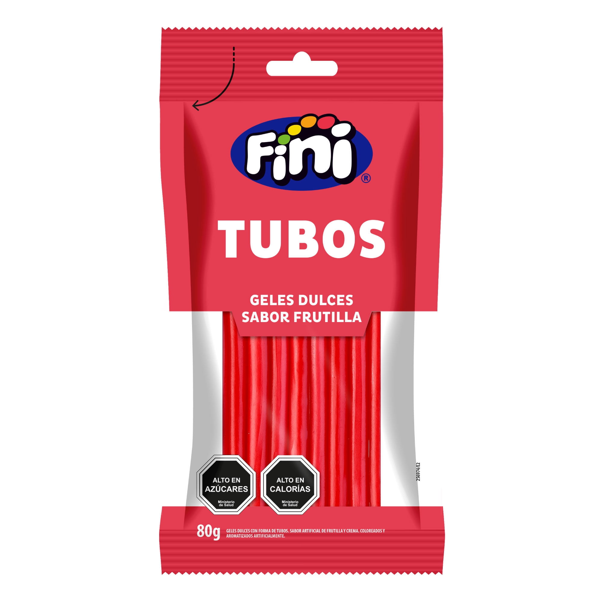 Tubos Frutilla 80 g Fini