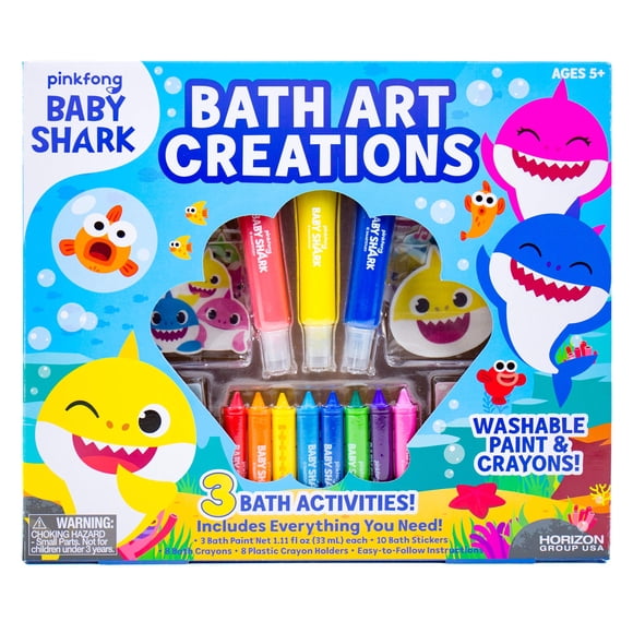 Set de juegos Bath Art Baby Shark con pinturas y crayones lavables