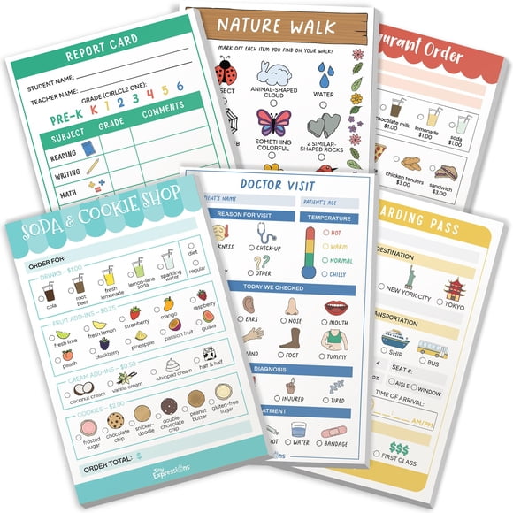 Juego de libretas para niños Tiny Expressions, paquete de 6, 40 páginas cada uno