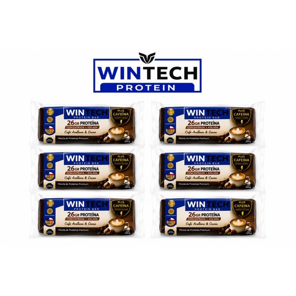 Pack 06 WinTech: Power Mix Café & Avellana con 26g Proteína Whey Concentrada +Isolada