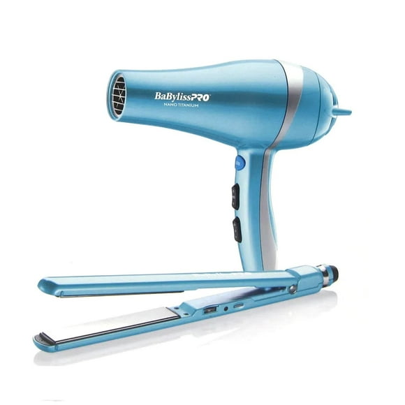 Kit BabylissPro Plancha UltraDelgada y Secador Ionic Celeste 2UN