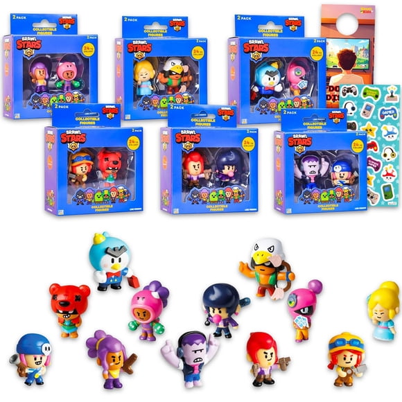 Set de 12 mini figuras de Brawl Stars con stickers