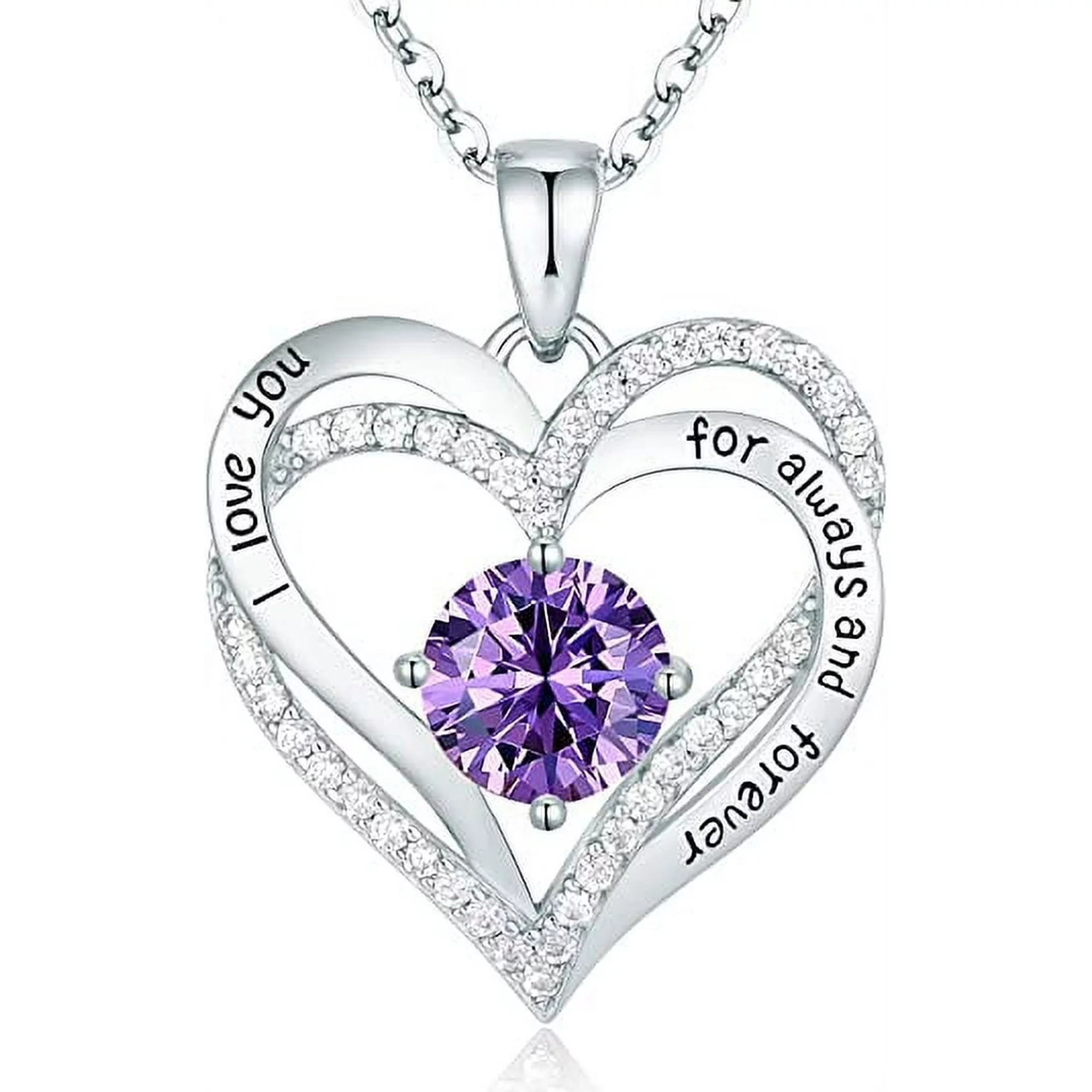 Heshpaws - Collar Colgante De Amor De Amor Con Piedra De Nacimiento Zirconia, Regalo De Joyería De Las Mujeres Para La Navidad, Cumpleaños, Aniversario