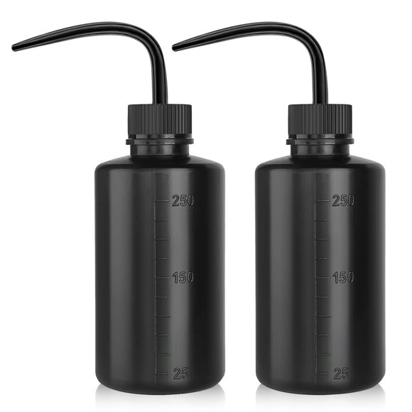 Botella DERSTRA de 250 ml, paquete de 2, negra, de plástico exprimible