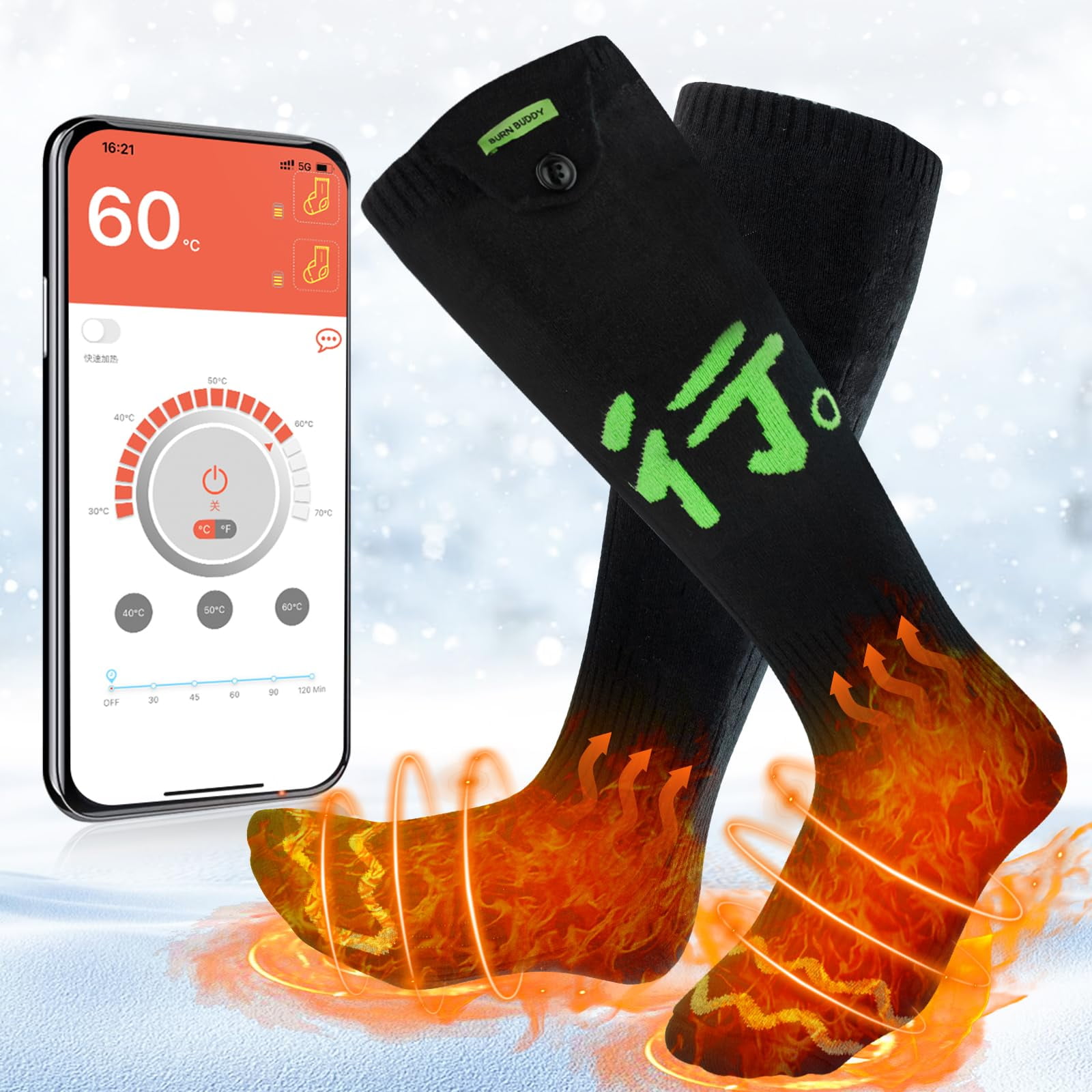 Calcetines Térmicos Bubbacare App Control Recargables Para Hombres Y Mujeres
