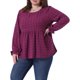 thumbnail image 4 of Agnes Orinda Trajes de Halloween para Mujeres Blusas de Tallas Grandes con Lunares Suizos, Volantes en Capas, Cuello Redondo, Manga Abullonada, Estilo Casual Babydoll 1X Rojo Púrpura, 4 of 6