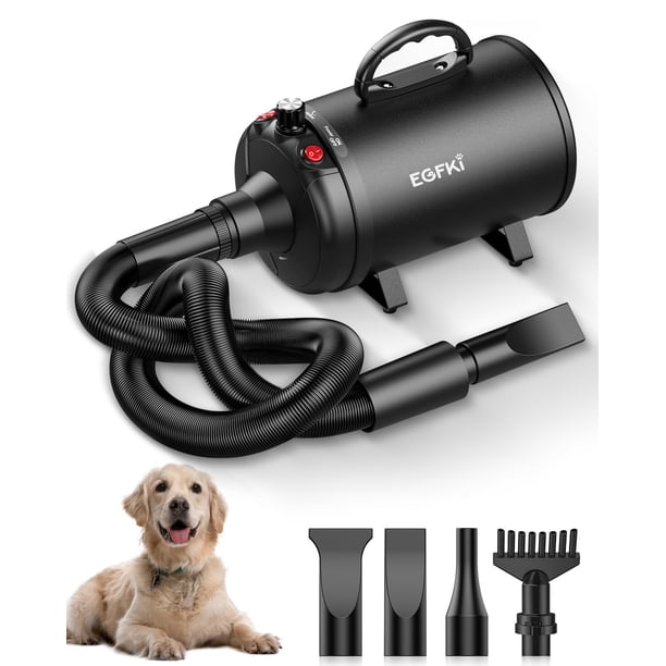 Secador para perros EGFKI, ventilador de alta velocidad de 5.2 HP/ 3800 W, 4 boquillas