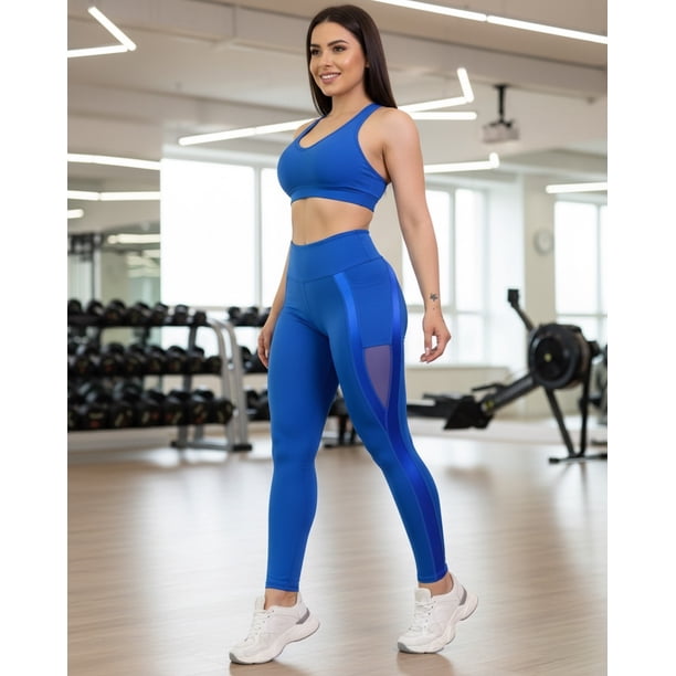 Calza Deportiva Mujer Luxe con Bolsillos Laterales Tiro Alto