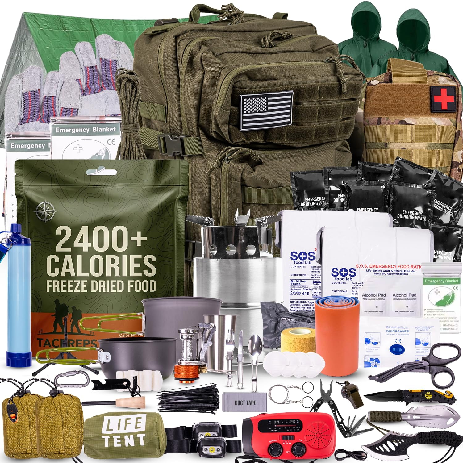Kit De Supervivencia Tacpreps Para 72 Horas, Bolsa Bug Out De 45 Litros Con Primeros Auxilios