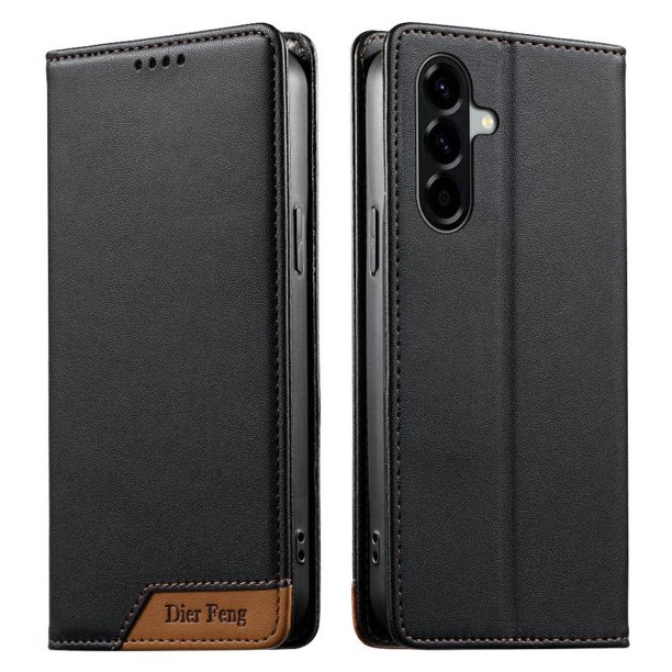 Funda Tipo Cartera de Cuero Sintético para Samsung Galaxy A56 Bloqueo RFID, con Ranuras para Tarjetas y Bolsillo para Efectivo, Cierre Magnético Fuerte Negro