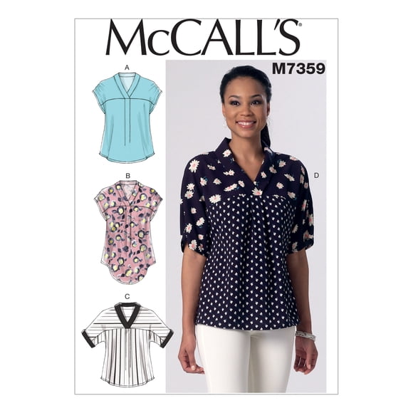 Patrón de costura McCall M7359 para tops de cuello en V (ZZ)