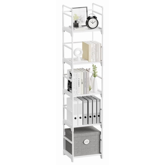 Biblioteca Fiducial Home Blanca Estrecha de 5 Niveles 145 cm