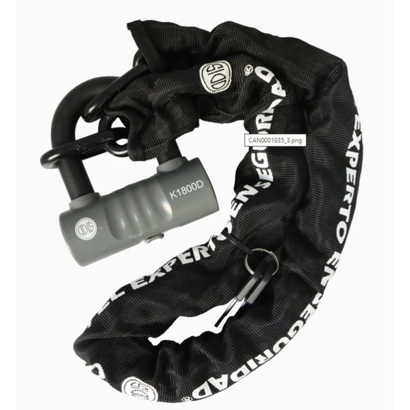 Candado U Lock K1800D con Cadena 10Mm X 1.1 M Llave Disco Cartón Metal Odis Negro