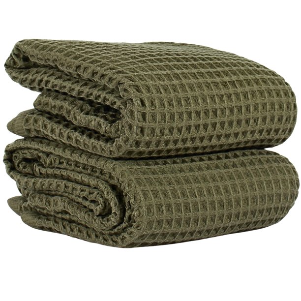 PÜSKÜL Natural Toallas de Baño de Algodón Turco 100% con Tejido Waffle, Juego de 2, Extra Grande