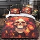 thumbnail image 3 of Juego de ropa de cama con funda nórdica de calavera, colcha 3D, 3 piezas, funda nórdica gótica con cierre de cremallera, microfibra suave para cama doble infantil., 3 of 3