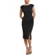 thumbnail image 2 of Vestido Formal Ajustado para Mujer INSPIRE CHIC Sin Mangas Cuello Barco Fruncido Midi Vestidos de Trabajo S Negro, 2 of 5