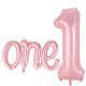thumbnail image 1 of Globo CYHTHSY de 40 pulgadas rosa número 1 y letra ONE, paquete de 2, 1 of 7