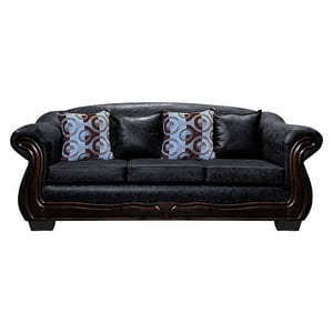 América Decora - Sofá Con Resorte Estructural 4 Personas Búfalo Envejecido Negro