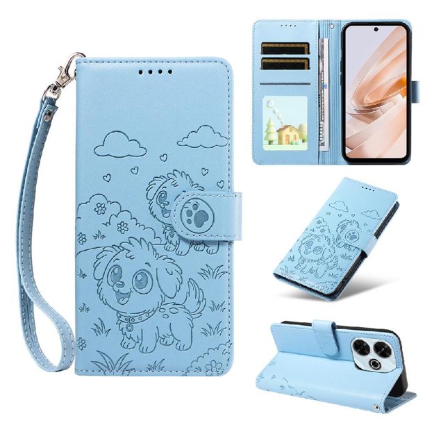 Funda Billetera FOXDOCK Compatible con Xiaomi Redmi Note 13R 5G, Diseño Perrito Tierno, Ranuras para Tarjetas y Soporte Plegable