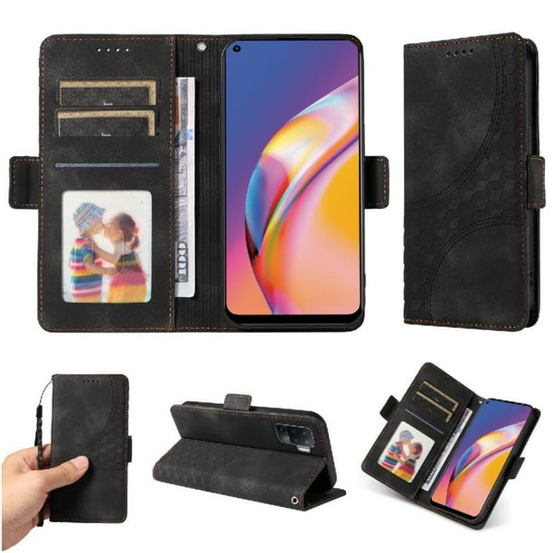 Carcasa FOXDOCK OPPO A94 4G de cuero PU, diseño acolchado clásico, protección contra caídas y rayones