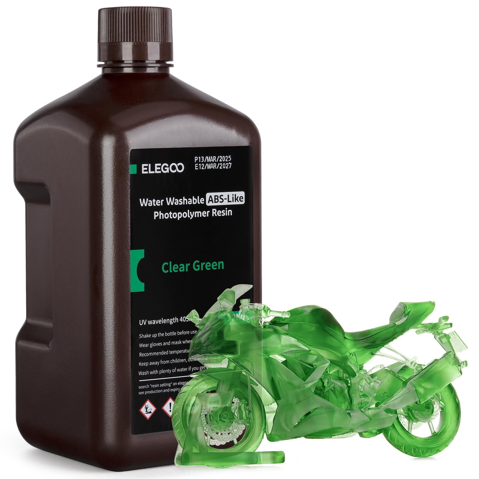 Impresora 3d De Resina Elegoo, Lavable Con Agua, Tipo Abs, Verde Transparente, 2 Litros