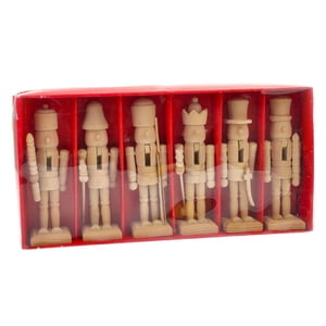 Bothyi - 6 Figuras De Cascanueces De Madera De 12,5 Cm Para Decoración De Mesa Y Manualidades Navideñas.
