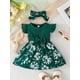 thumbnail image 2 of 2pcs Baby Girls Casual Floral Graphic Print Bowknot Fly Sleeve Dress & Headband Set Clothes, 2 of 5