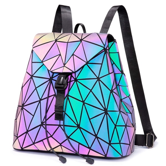 Mochila LOVEVOOK geométrica luminosa holográfica para mujer