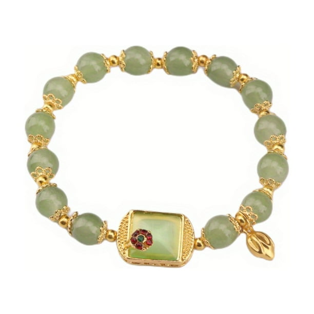 Lucky Chinese Style Beaded Bracelet with Flower Pendant - Perfect Hand Jewelry for Women and Girls