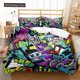 thumbnail image 1 of v1092 Bed Sheets Hippie Graffiti Duvet Cover Set King Queen Size For Boys Youth Polyester Comforter Cover Modern Street Art Bedspread Cover 3-Piece Bedding Set (1 Duvet Cover + 2 Pillow Shams) Bed She, 1 of 5