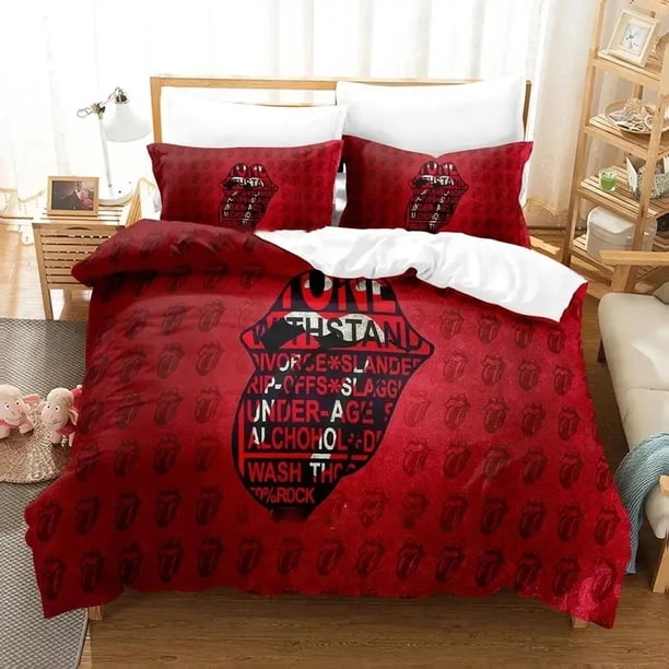 Rolling Stones Logo Bedding Set Duvet Cover Bed Set Quilt Cover Pillowcase Comforter Boys Adult