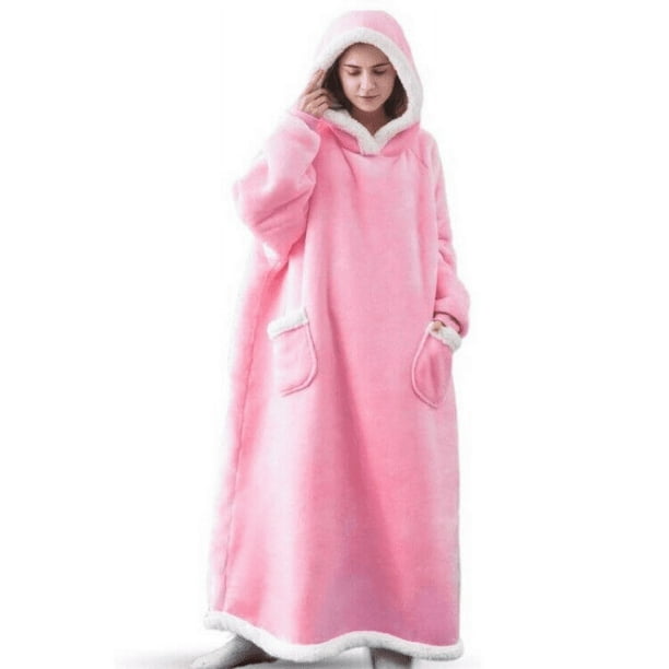 1pc Flannel Blanket With Sleeves, Winter Hoodies Sweatshirt, Women Men Pullover Fleece Giant TV Blanket