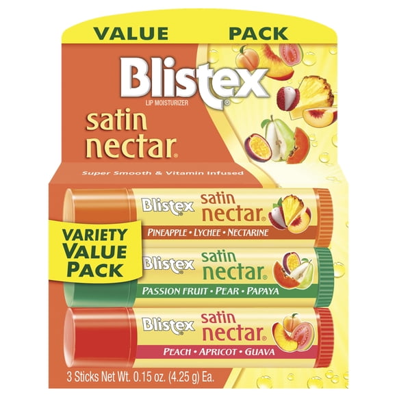 Bálsamo Labial Blistex Satin Nectar Paquete de 3 Unidades de 4.25g Cada Una