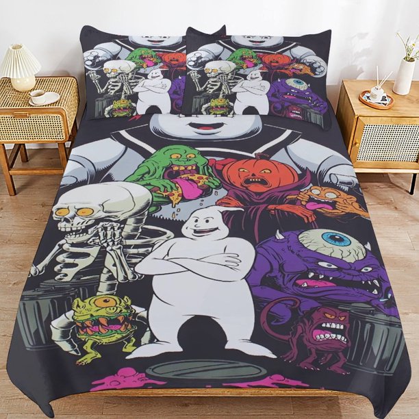 x321 Ghostbusters Bed Duvet Cover Microfiber Bedding Sets 3D Printed Lightweight 3 Piece Comforter Sets, 1 Duvet Cover And 2 Pillow Shams for Kids Boys Girls 79"x90" jn321