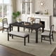 thumbnail image 1 of [Video Provided]TREXM Vintage Extendable Dining Table Set for 4-6 with 4 Upholstered Chairs and 1 Bench, Rustic Wire Brushed Kitchen Table Set with Curved Design for Dining Room and Kitchen (Espresso), 1 of 3