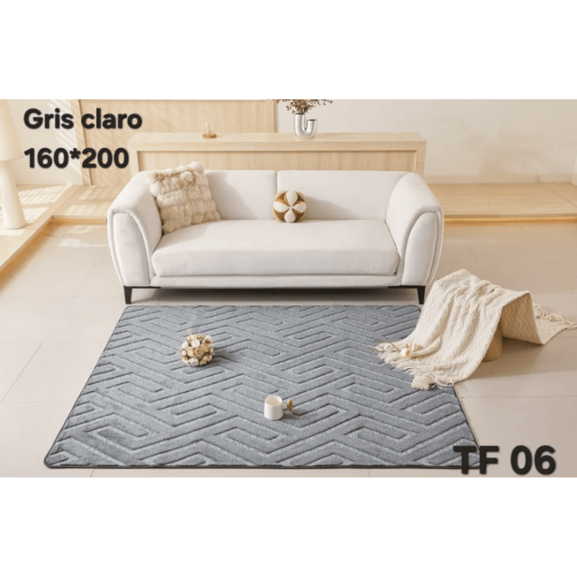 Tecnocasa - Alfombra Jacquard De Algodon 160x200cm Gris Claro