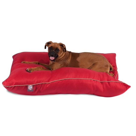 Cama rectangular para perros Majestic Pet, tamaño grande, lavable, roja